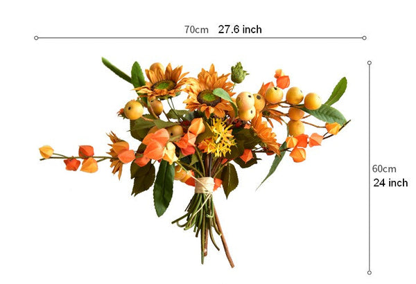 Yellow Sunflowers, Botany Plants, Unique Floral Arrangement for Home Decoration, Table Centerpiece, Real Touch Artificial Flowers for Dining Room-Art Painting Canvas
