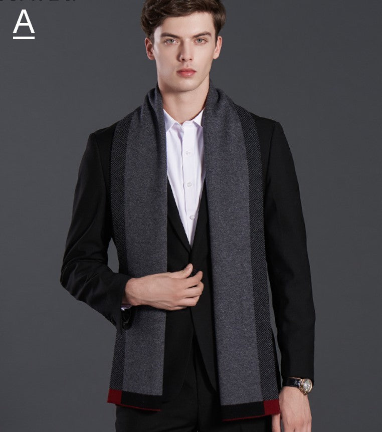 Fashion Scarf, Simple Business Formal Men Scarf Styles, Beige Thick Wool Scarf, Wool Scarf for Gentleman, Men's Winter Scarf, Casual Scarf Men, Men's Wool Scarf Winter-Art Painting Canvas