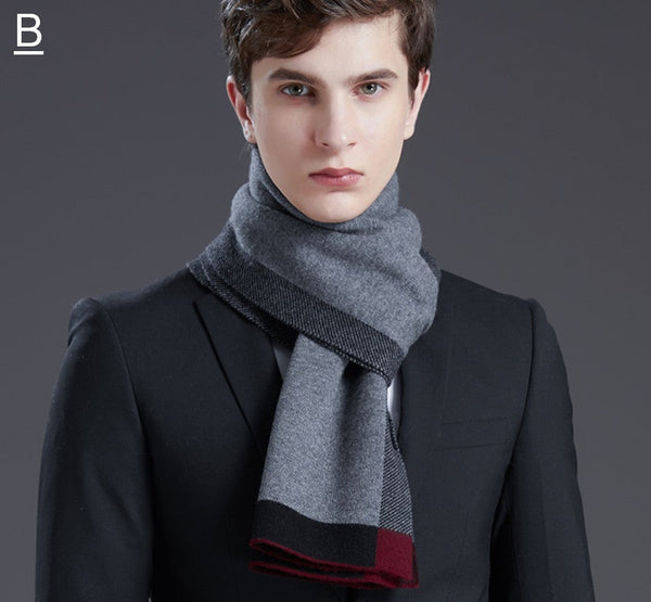 Beige Business Formal Men Scarf Styles, Gray Thick Wool Scarf, Wool Scarf for Gentleman, Men's Winter Scarf, Casual Scarf Men, Men's Wool Scarf Winter, Red Fashion Scarf-Art Painting Canvas