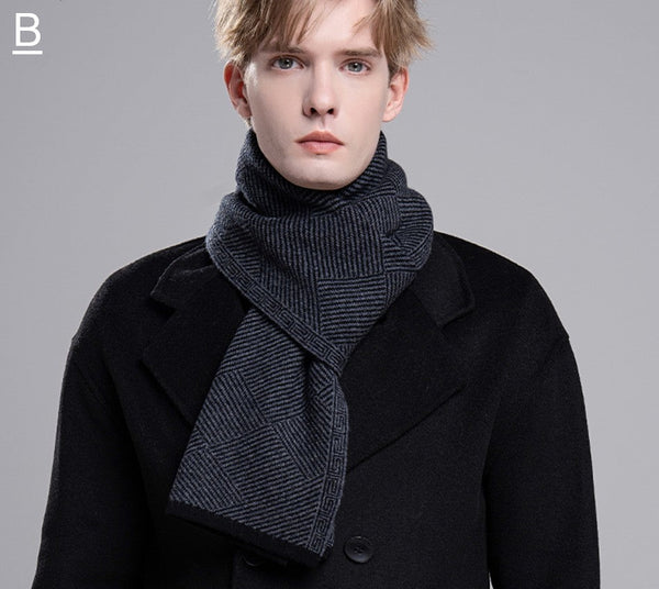 Thick Wool Scarf, Business Wool Scarf for Gentleman, Men's Winter Scarf, Formal Men Scarf Styles, Black Gray Fashion Scarf, Red Casual Scarf Men, Men's Wool Scarf Winter-Art Painting Canvas