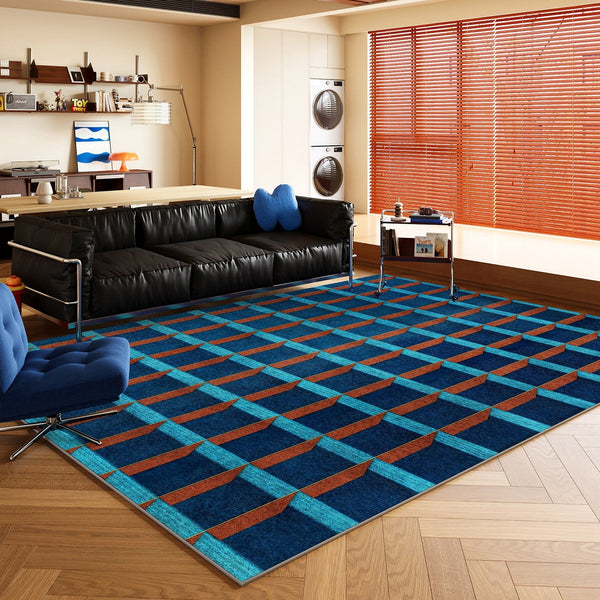 Bedroom Modern Floor Carpet, Blue Modern Rug Designs, Mid Century Modern Rugs, Contemporary Modern Rugs for Dining Room, Living Room Rug Ideas-Art Painting Canvas