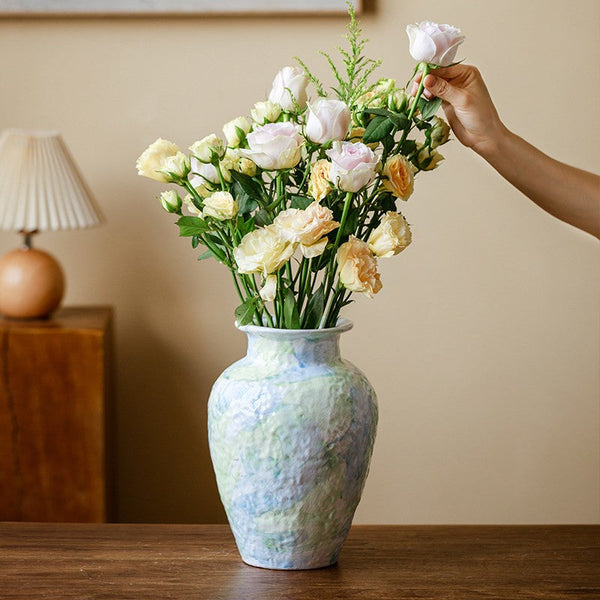 Modern Porcelain Flower Vases, Handmade Water Holding Flower Vases, Centerpiece on Dining Table, Ceramic Bouquet Vases, Flower Vases on Table-Art Painting Canvas