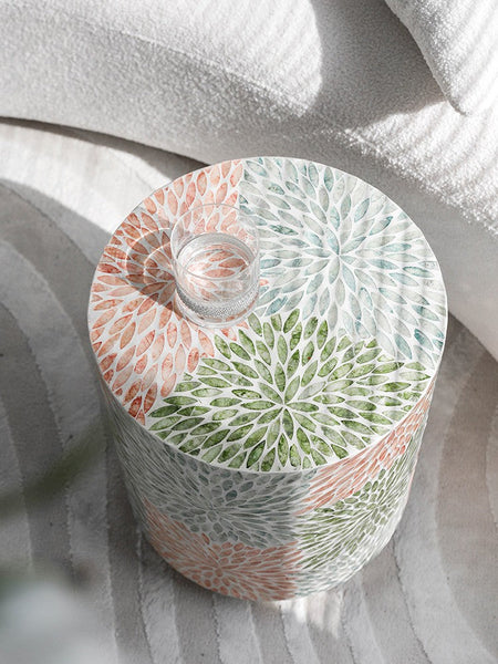 Unique Small End Table, Contemporary Small Sofa Side Table, Portable Casual Side Table, Creative Coffee Table, Shell Small Side Table-Art Painting Canvas