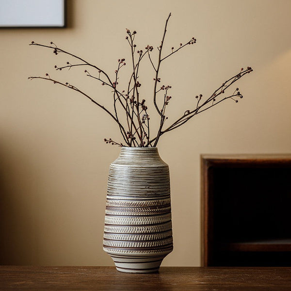 Modern Bouquet Flower Vases, Centerpiece on Dining Table, Handmade Pottery Flower Vases Urn, Water Holding Flower Vases, Large Flower Vase on Table-Art Painting Canvas