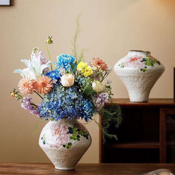 Flower Vases on Table, Handmade Water Holding Flower Vases, Centerpiece on Dining Table, Modern Porcelain Flower Vases, Ceramic Bouquet Vases-Art Painting Canvas