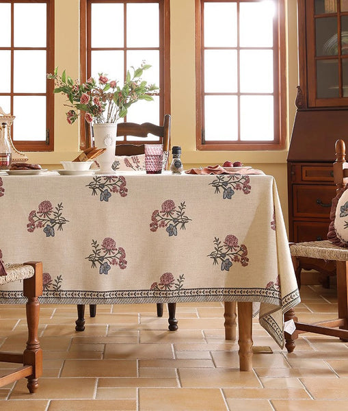 Rectangle Tablecloth for Dining Table, Beautiful Large Modern Tablecloth, Spring Flower Rustic Table Cover, Square Linen Tablecloth for Coffee Table-Art Painting Canvas