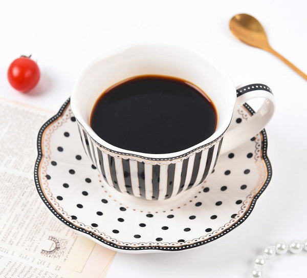 Creative Porcelain Tea Cup Saucer Set, Elegant Modern Ceramic Coffee Cups, Unique Porcelain Cup and Saucer, Afternoon British Tea Cups-Art Painting Canvas