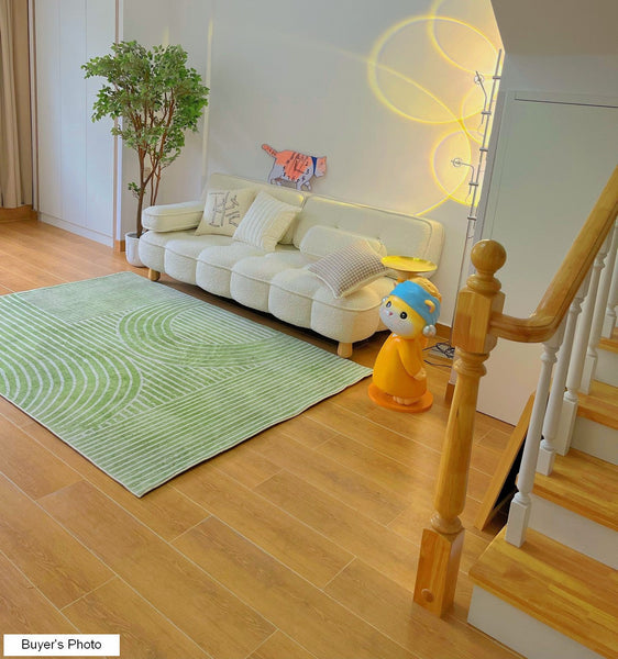 Modern Living Room Rugs, Green Thick Soft Modern Rugs for Living Room, Dining Room Modern Rugs, Contemporary Rugs for Bedroom-Art Painting Canvas