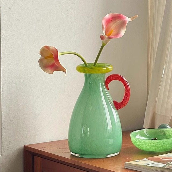 Small Flower Vase, Modern Glass Flower Vases, Handmade Glass Bud Vases, Water Holding Flower Vases, Flower Vases on Table-Art Painting Canvas