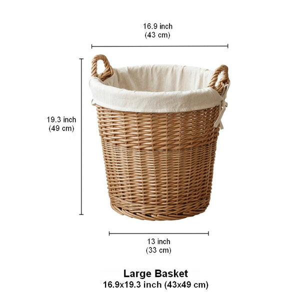 Large Food Storage Basket with Handle, Natural Hand-woven Wicker Storage Basket for Clothes, Willow Weaving Baskets for Clothes, Extra Large Kitchen Storage Baskets-Art Painting Canvas