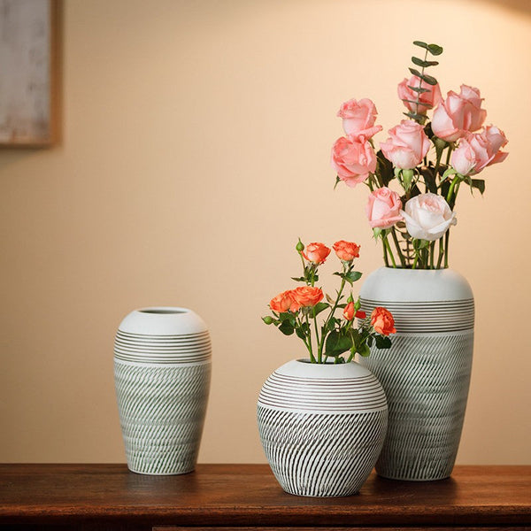 Pottery Flower Vases Urn, Modern Bouquet Flower Vases, Centerpiece on Dining Table, Large Flower Vase on Table, Handmade Water Holding Flower Vases-Art Painting Canvas