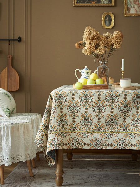 Spring Flower Pattern Tablecloth for Home Decoration, Extra Large Rectangle Tablecloth for Dining Room Table, Large Square Tablecloth for Round Table-Art Painting Canvas