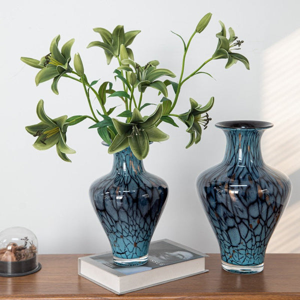 Handmade Liuli Vases, Centerpiece Vases on Table, Colored Glaze Vase for Modern Home Decor, Glass Bud Vases, Bouquet Flower Vase-Art Painting Canvas