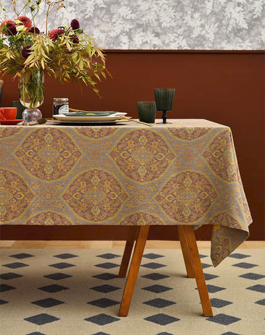 Persian Oriental Tablecloth for Dining Room Table, Extra Large Rectangle Table Covers for Kitchen, Cotton Square Tablecloth for Coffee Table-Art Painting Canvas