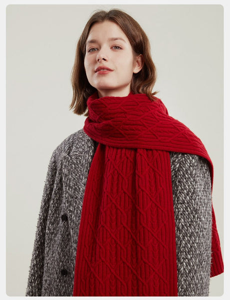 Cold Weather Scarf, Casual Scarf for Women, Fashion Designer Scarf, Red Winter Scarf, Modern Wool Scarf for Women, Soft Cashmere Scarf for Women-Art Painting Canvas