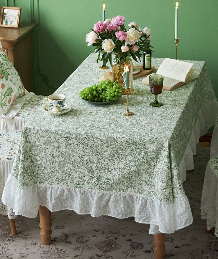 Natural Spring Farmhouse Table Cloth, Extra Large Rectangle Tablecloth for Dining Room Table, Flower Pattern Cotton Tablecloth, Square Tablecloth for Round Table-Art Painting Canvas