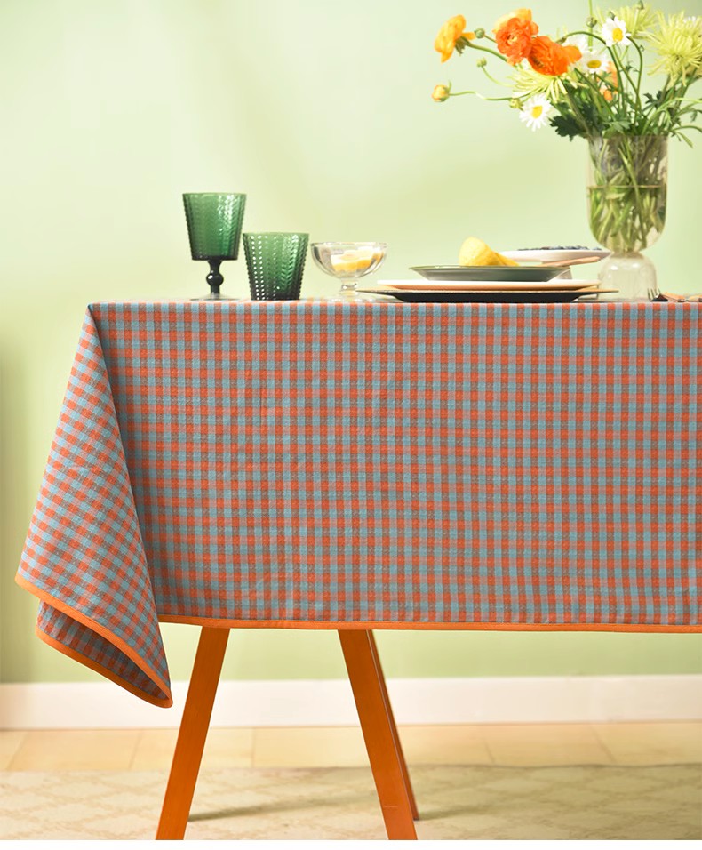 Cotton Chequer Rectangular Tablecloth for Kitchen, Rectangle Table Covers for Dining Room Table, Square Tablecloth for Coffee Table, Farmhouse Table Cloth-Art Painting Canvas