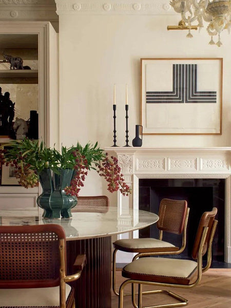 Unique Handmade Modern Flower Vase, Centerpiece Ceramic Bouquet Vases, Contemporary Vases on Dining Table, Green Porcelain Vases for Modern Home Decor-Art Painting Canvas