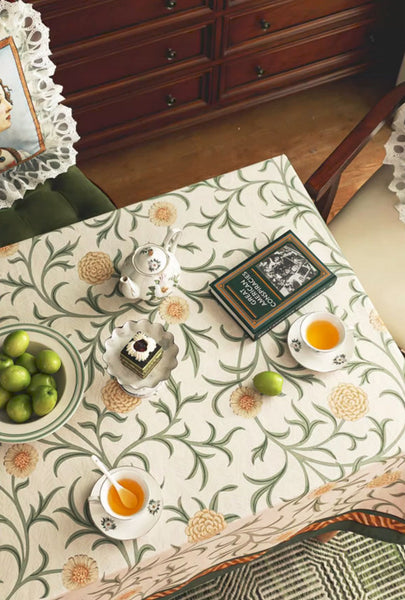 Spring Flower Farmhouse Table Cloth, Wedding Tablecloth, Modern Rectangle Tablecloth Ideas for Dining Table, Square Tablecloth for Coffee Table-Art Painting Canvas