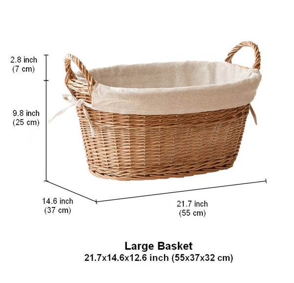 Large Kitchen Round Storage Baskets, Large Food Storage Basket with Handle, Natural Hand-woven Wicker Storage Basket for Clothes, Willow Weaving Baskets for Toys-Art Painting Canvas