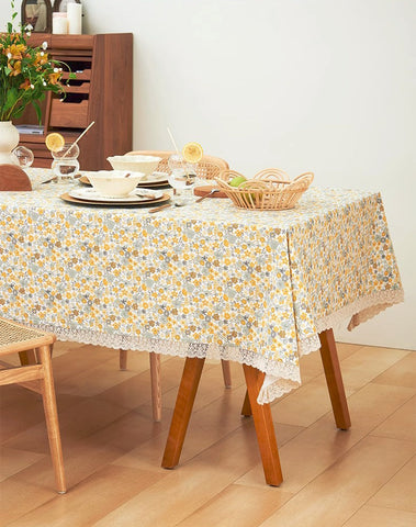 Dining Room Flower Table Cloths, Cotton Rectangular Table Covers for Kitchen, Farmhouse Table Cloth, Wedding Tablecloth, Square Tablecloth for Round Table-Art Painting Canvas