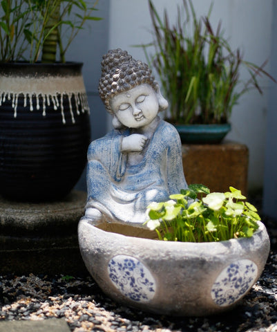 Sitting Buddha Flowerpot, Buddha Statue, Garden Decor Ideas, Large Figure Statue for Garden Ornaments, Villa Courtyard Decor, Outdoor Decoration Ideas-Art Painting Canvas