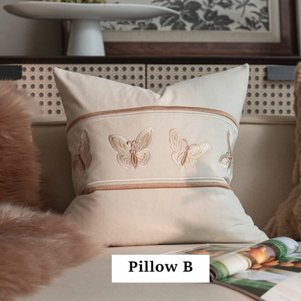 Modern Decorative Pillows for Bedroom, Decorative Pillow Arrangement Ideas for Couch, Embroidered Butterfly Pillow Covers, Large Decorative Throw Pillows for Living Room-Art Painting Canvas