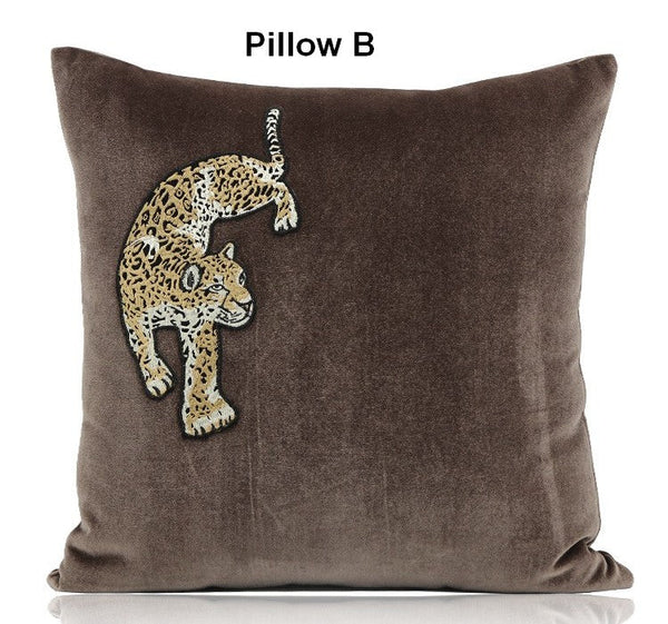 Modern Sofa Pillows, Contemporary Throw Pillows, Cheetah Decorative Throw Pillows, Decorative Pillows for Living Room-Art Painting Canvas