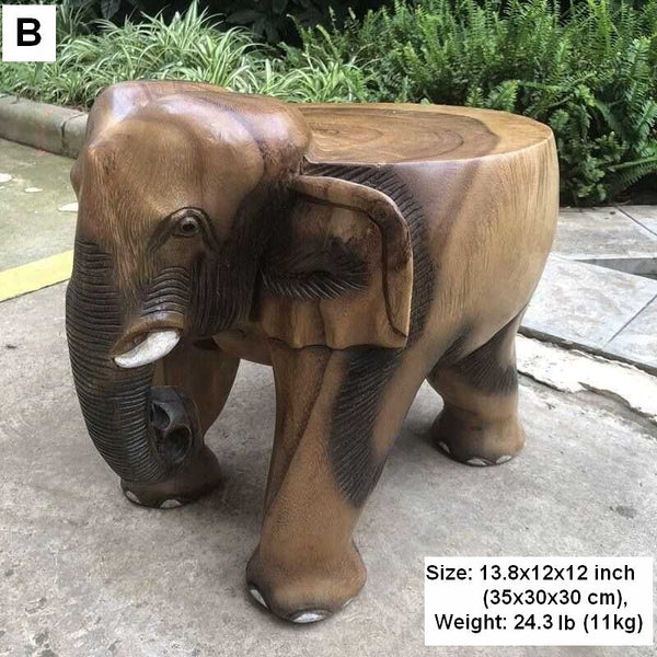Elephant Wooden Stool, Elephant Sofa Stool, Dining Table Stool, Handmade Solid Wood low Stool, Creative Shoe-changing Stool-Art Painting Canvas
