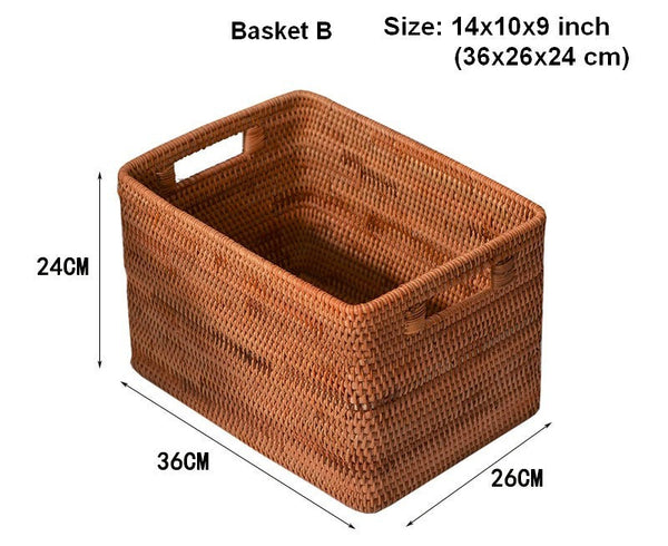 Rattan Storage Baskets, Storage Basket for Shelves, Rectangular Storage Basket for Toys, Storage Baskets for Kitchen, Storage Baskets for Bedroom-Art Painting Canvas