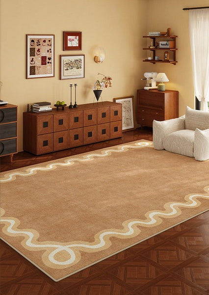 Dining Room Geometric Modern Rugs, Large Modern Rugs for Living Room, Bedroom Modern Rugs, Cream Color Contemporary Modern Rugs-Art Painting Canvas