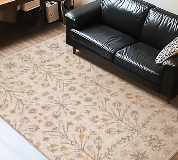 Modern Rugs for Living Room, Flower Pattern Modern Rugs for Farmhouse, Bedroom Modern Rugs, Modern Rugs for Dining Room-Art Painting Canvas