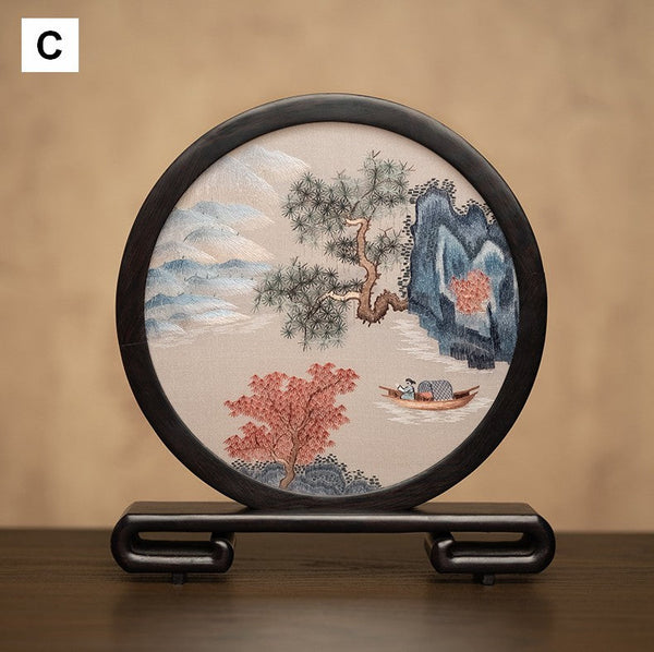 Traditional Chinese Suzhou Embroidery Ornament, Premium Souvenir, Exclusive Business Present Panda Embroidered Decor, Unique Birthday Gift-Art Painting Canvas