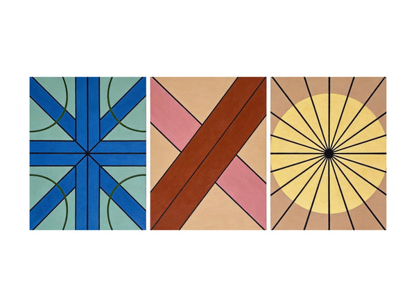 Modern Paintings for Mid Century Living Room, Multi Panel Canvas Paintings, Abstract Geometric Art-Art Painting Canvas
