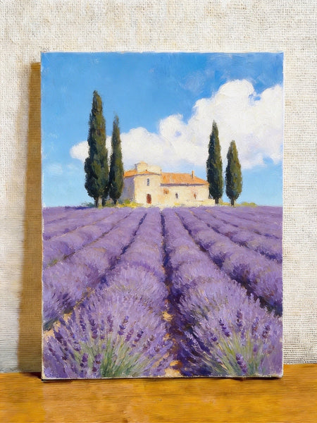 Hand Painted Canvas Art, Lavender Fields of Provence, Original Landscape Paintings, Small Canvas Wall Art Paintings, Buy Original Oil Paintings Online-Art Painting Canvas
