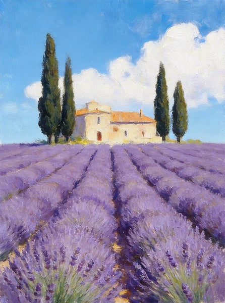 Hand Painted Canvas Art, Lavender Fields of Provence, Original Landscape Paintings, Small Canvas Wall Art Paintings, Buy Original Oil Paintings Online-Art Painting Canvas