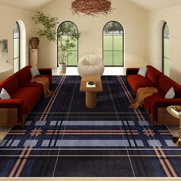 Abstract Blue Contemporary Modern Rugs for Living Room, Geometric Modern Rug Placement Ideas for Dining Room, Large Modern Rugs for Bedroom