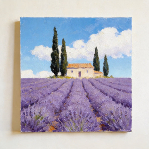 Small Canvas Artwork,Provence Afternoon in Purple Hues, Lavender Field Painting, Buy Small Artwork Online, Hand Painted Canvas Art, Original Landscape Paintings-Art Painting Canvas