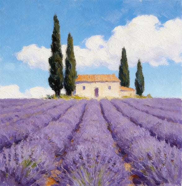 Small Canvas Artwork,Provence Afternoon in Purple Hues, Lavender Field Painting, Buy Small Artwork Online, Hand Painted Canvas Art, Original Landscape Paintings-Art Painting Canvas