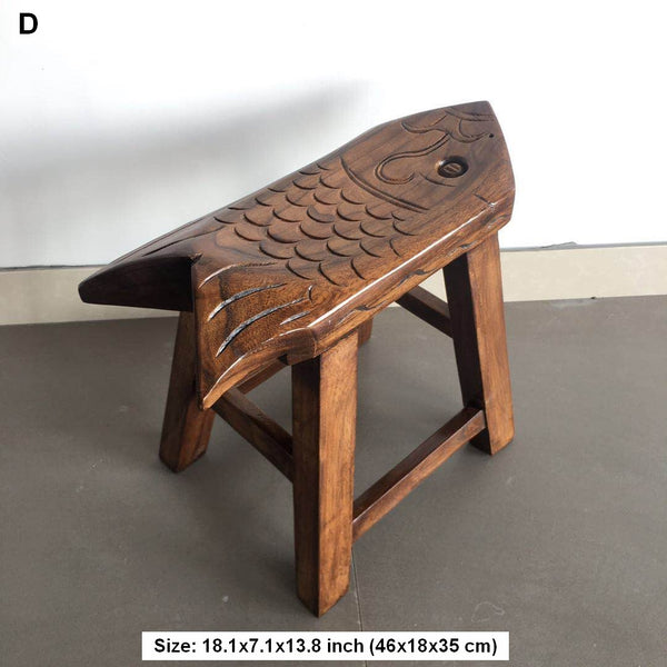 Handmade Solid Wood low Stool, Creative Shoe-changing Stool, Vintage Old Elm Wood Stool, Children's Wooden Stool, Sofa Stool, Dining Table Stool-Art Painting Canvas