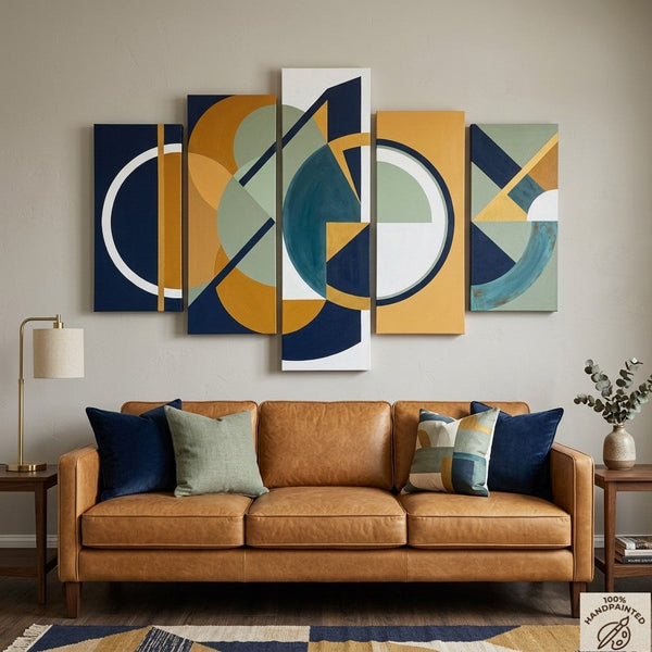 Colorful Abstract Paintings, Hand Painted Acrylic Art, Contemporary Canvas Paintings, Geometric Modern Art-Art Painting Canvas