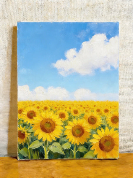 Small Canvas Wall Art Paintings, Original Landscape Paintings, Sunflower Field Painting, Buy Original Art Online, Hand Painted Canvas Artwork-Art Painting Canvas