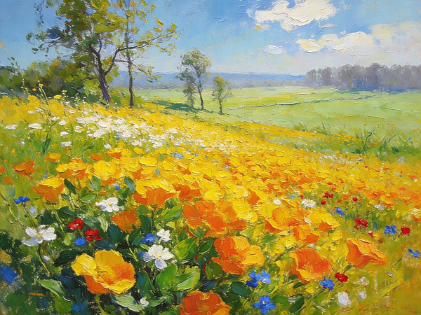 Small Paintings on Canvas, Spring Blooms in the Valley, Heavy Texture Paintings, Hand Painted Canvas Art, Original Small Landscape Paintings, Small Oil Paintings on Canvas-Art Painting Canvas