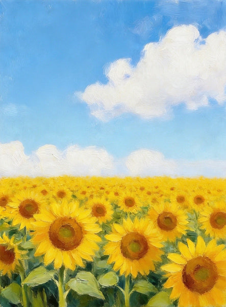 Small Canvas Wall Art Paintings, Original Landscape Paintings, Sunflower Field Painting, Buy Original Art Online, Hand Painted Canvas Artwork-Art Painting Canvas