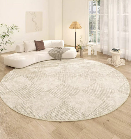 Living Room Contemporary Modern Rugs, Geometric Circular Rugs for Dining Room, Modern Rugs under Coffee Table, Abstract Modern Round Rugs for Bedroom-Art Painting Canvas