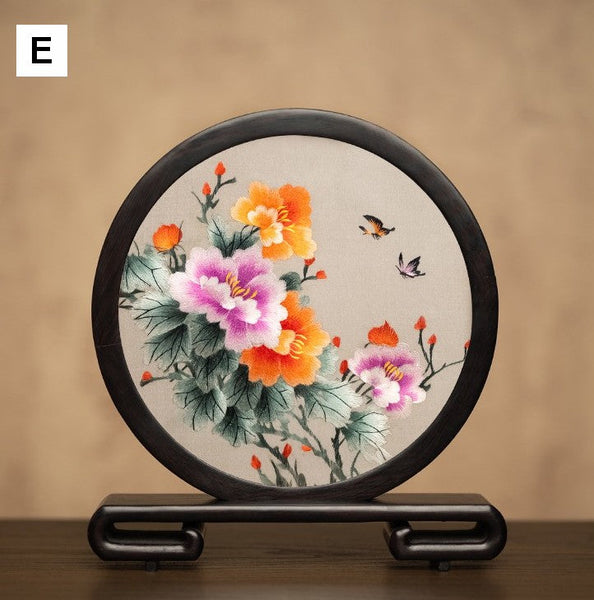 Unique Birthday Gift, Traditional Chinese Suzhou Embroidery Ornament, Exclusive Business Present Flower and Butterfly Embroidered Decor, Premium Souvenir-Art Painting Canvas