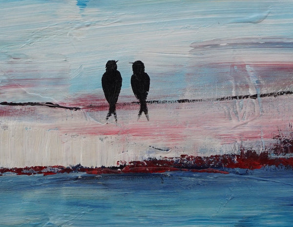 Love Birds Art, Acrylic Painting, Bedroom Decor, Original Painting, Painting Abstract, Large Wall Decor, Modern Painting, Canvas Painting-Art Painting Canvas