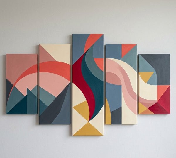 Acrylic Abstract Paintings, Geometric Modern Art, Hand Painted Canvas Art, Contemporary Canvas Paintings-Art Painting Canvas