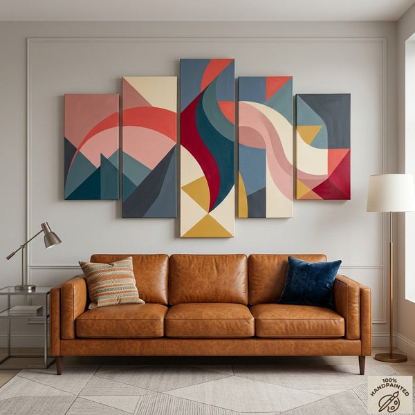 Acrylic Abstract Paintings, Geometric Modern Art, Hand Painted Canvas Art, Contemporary Canvas Paintings-Art Painting Canvas