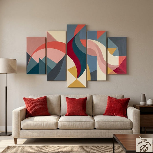 Acrylic Abstract Paintings, Geometric Modern Art, Hand Painted Canvas Art, Contemporary Canvas Paintings-Art Painting Canvas
